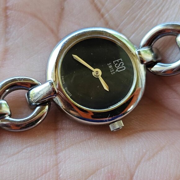 ESQ by Movado Swiss Women Wristwatch Black Face Silver Tone Analog Watch - Picture 3 of 15